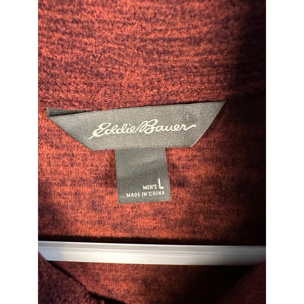 Eddie Bauer Mens Quarter Zip Pullover Fleece Rust Red Space Dye Large EM31LK119P - Picture 2 of 9